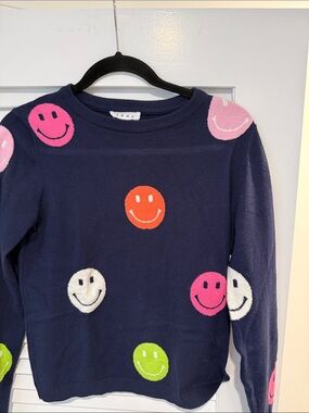 Women’s navy smiley face sweater